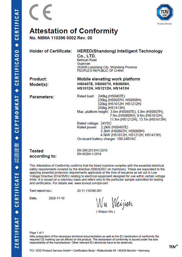 CE CERTIFICATE